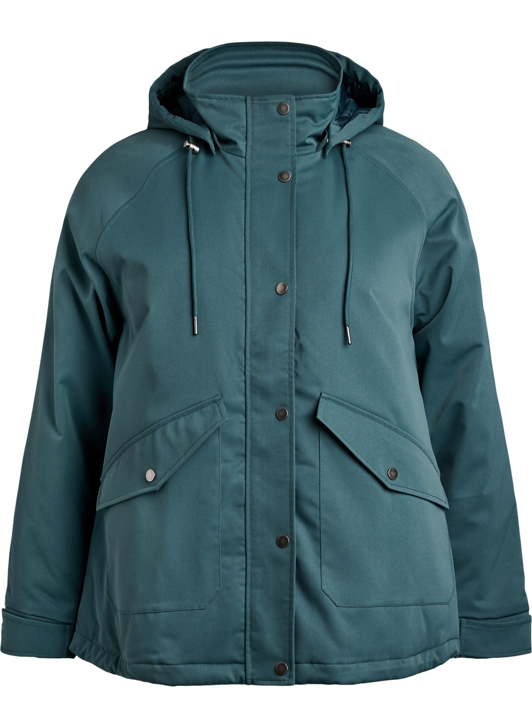ZizziGewatteerde parka met afneembare capuchon, Groen, Packshot image number 0