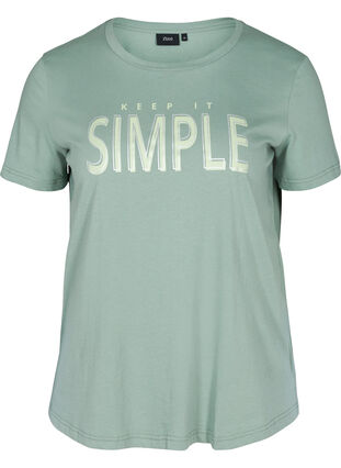 T-shirt en coton à manches courtes avec imprimé, Chinois Green SIMPLE, Packshot image number 0