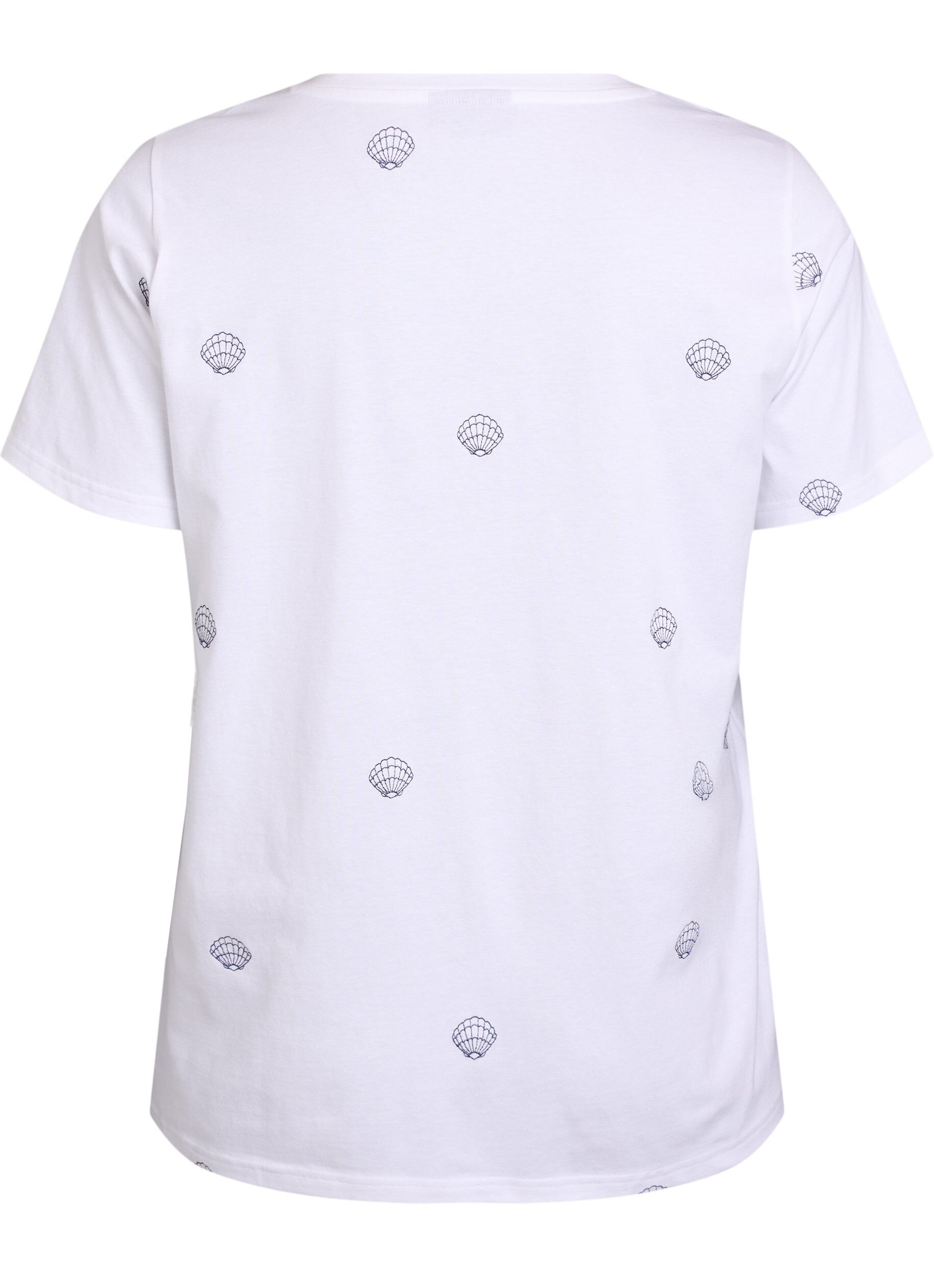 ZizziT-shirt en coton biologique avec motifs brod&eacute;s, Blanc, Packshot image number 1