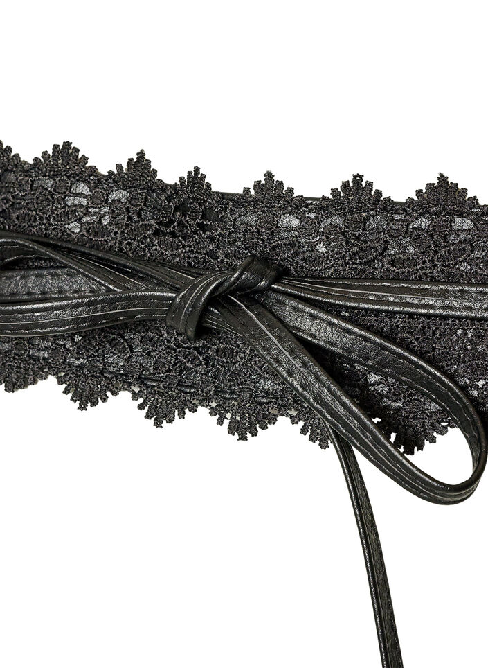 Ceinture avec dentelle et liens &agrave; nouer, Noir, Packshot image number 2