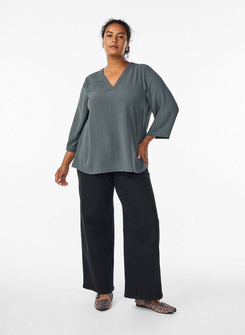 Blouse met 3/4 mouwen, Groen, Model image number 1