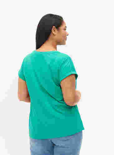 T-shirt à manches courtes en coton mélangé, Emerald Green, Model image number 1