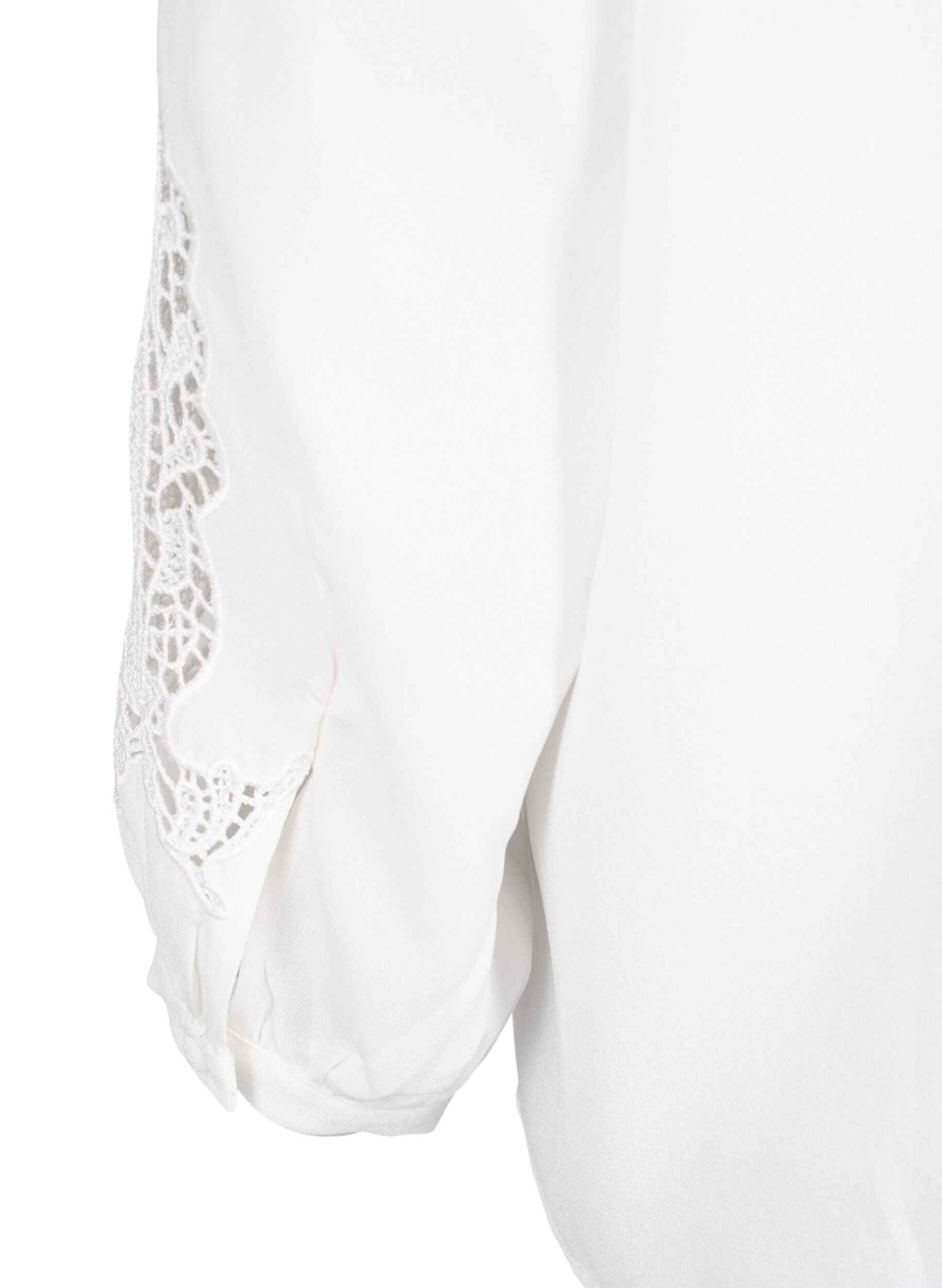 ZizziBlouse met lange mouwen en gehaakte details, Bright White, Packshot image number 4