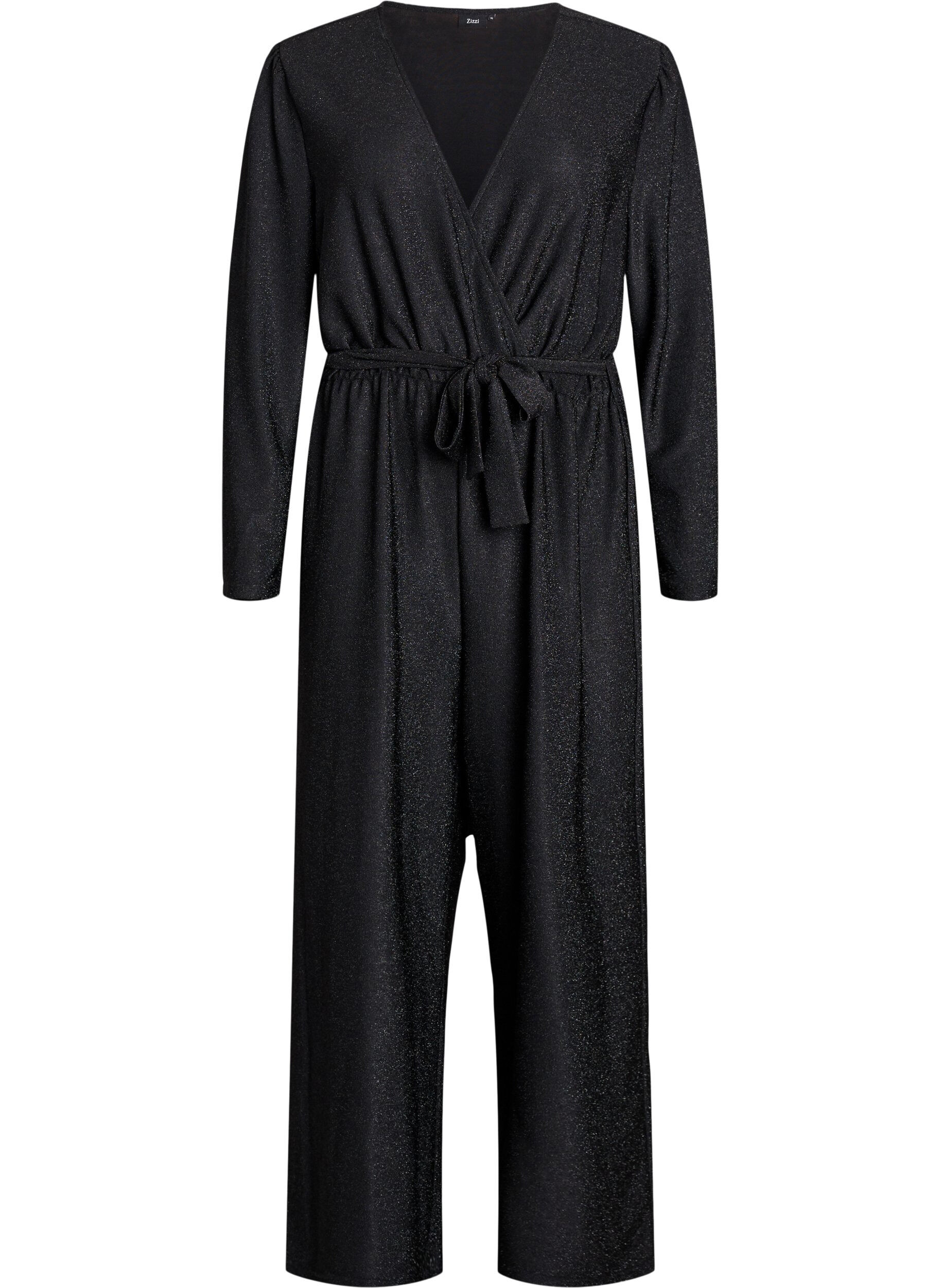 Jumpsuit met glitter en strikceintuur