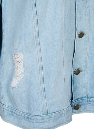 Veste en jean ample avec détails de fente, Light blue denim, Packshot image number 3