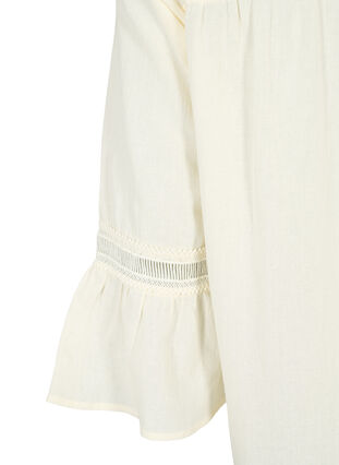 Tunique en coton biologique avec des détails féminins, Antique White, Packshot image number 3