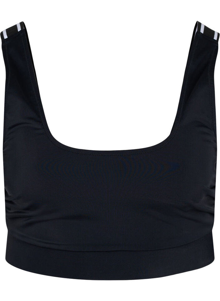Bikini top met gestreepte schouderbandjes, Black, Packshot image number 0