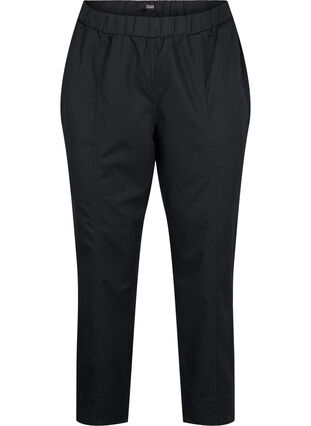 Pantalon en coton et lin avec poches, Black, Packshot image number 0