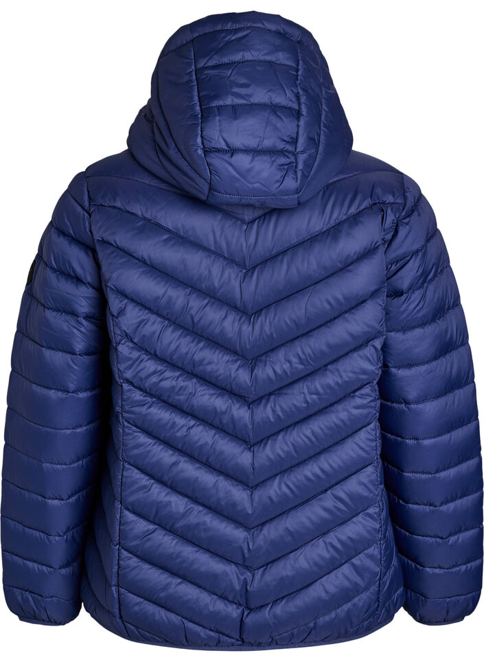 Doudoune l&eacute;g&egrave;re matelass&eacute;e &agrave; capuche, Bleu, Packshot image number 1