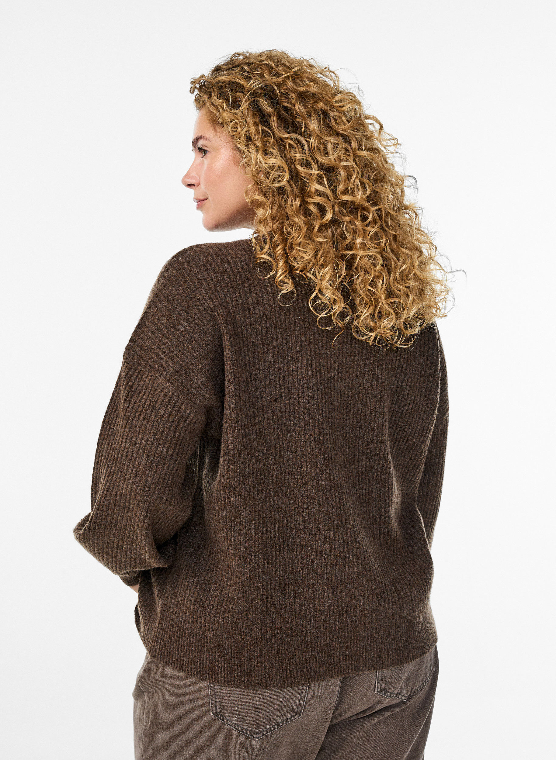 ZizziCardigan en tricot c&ocirc;tel&eacute; avec boutons, Marron, Model image number 2