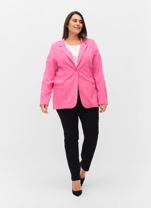 Blazer simple avec bouton et poches décoratives, Azalea Pink, Model image number 2