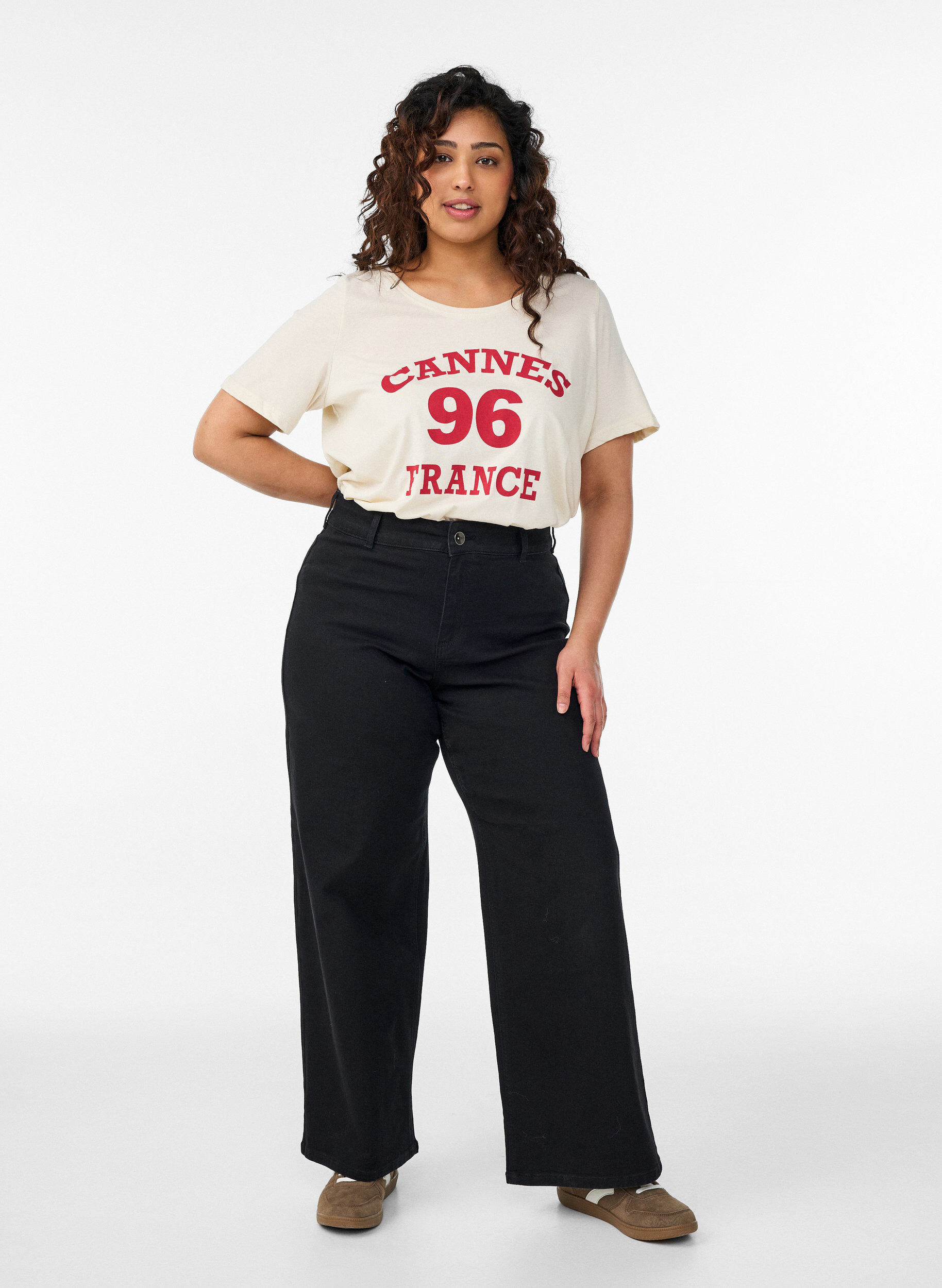 ZizziFLASH - T-shirt met print, Vanille, Model image number 1