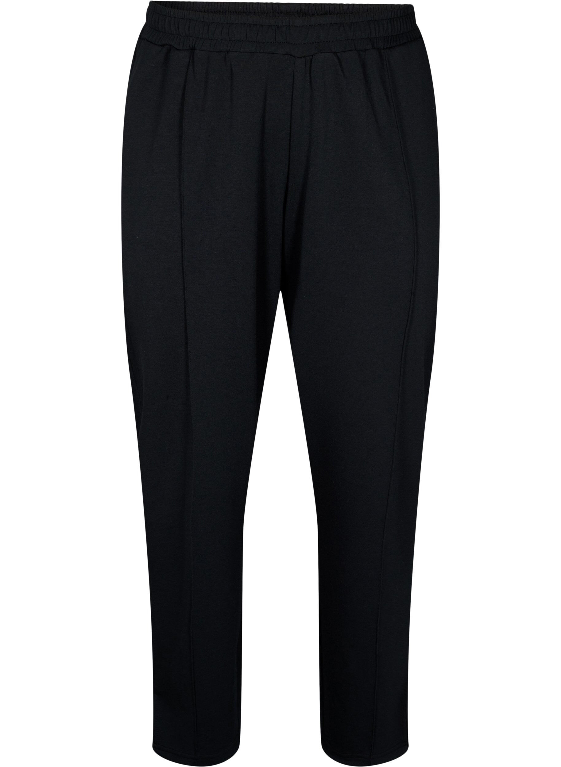 Zizzi Pantalon en m&eacute;lange de modal avec fente, Black, Packshot image number 0