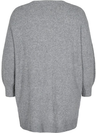 Long cardigan en maille à fermeture Éclair et poches, Medium Grey Melange, Packshot image number 1