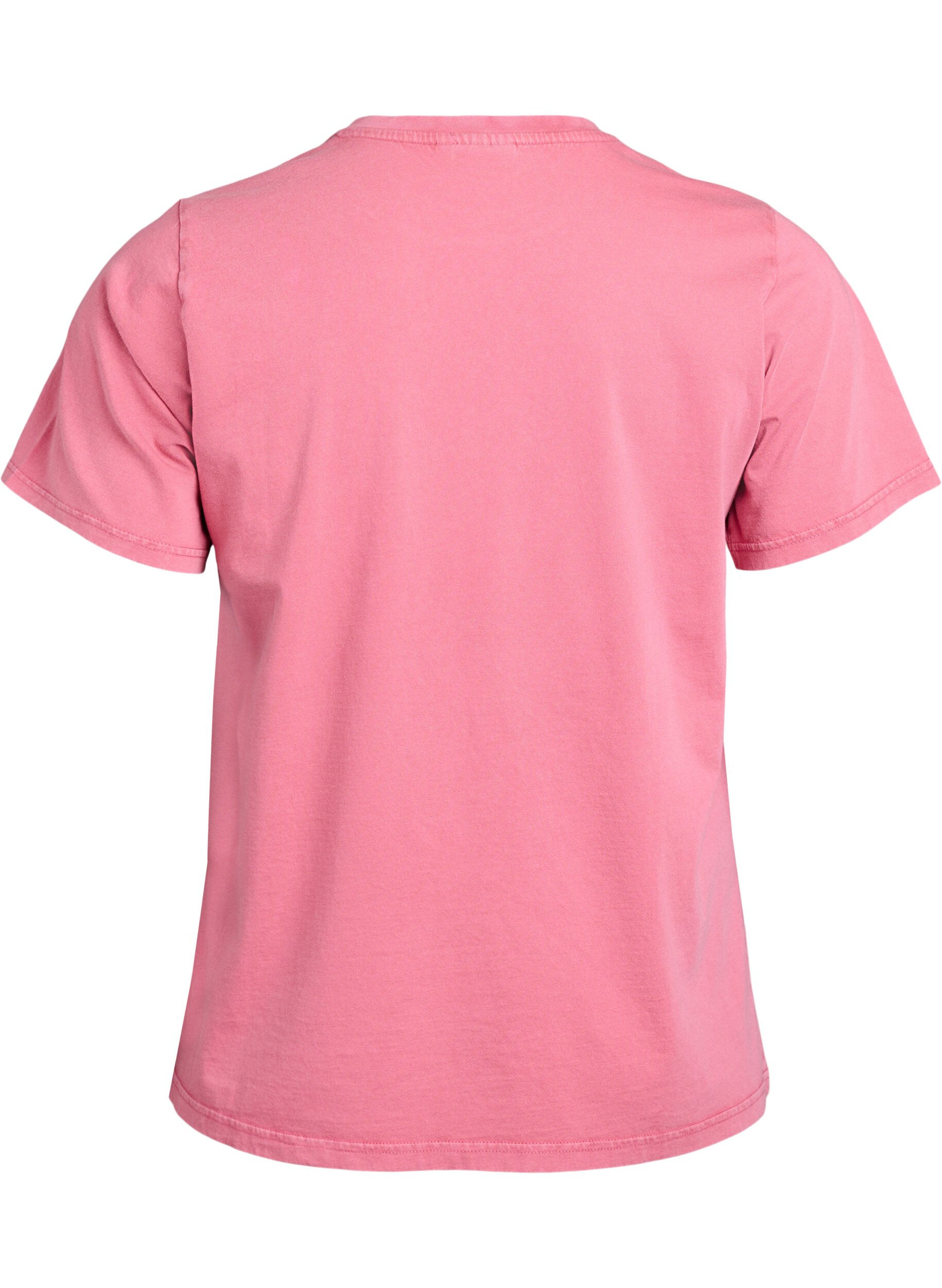 ZizziT-shirt in biologisch katoen met een coole print, Roze, Packshot image number 1