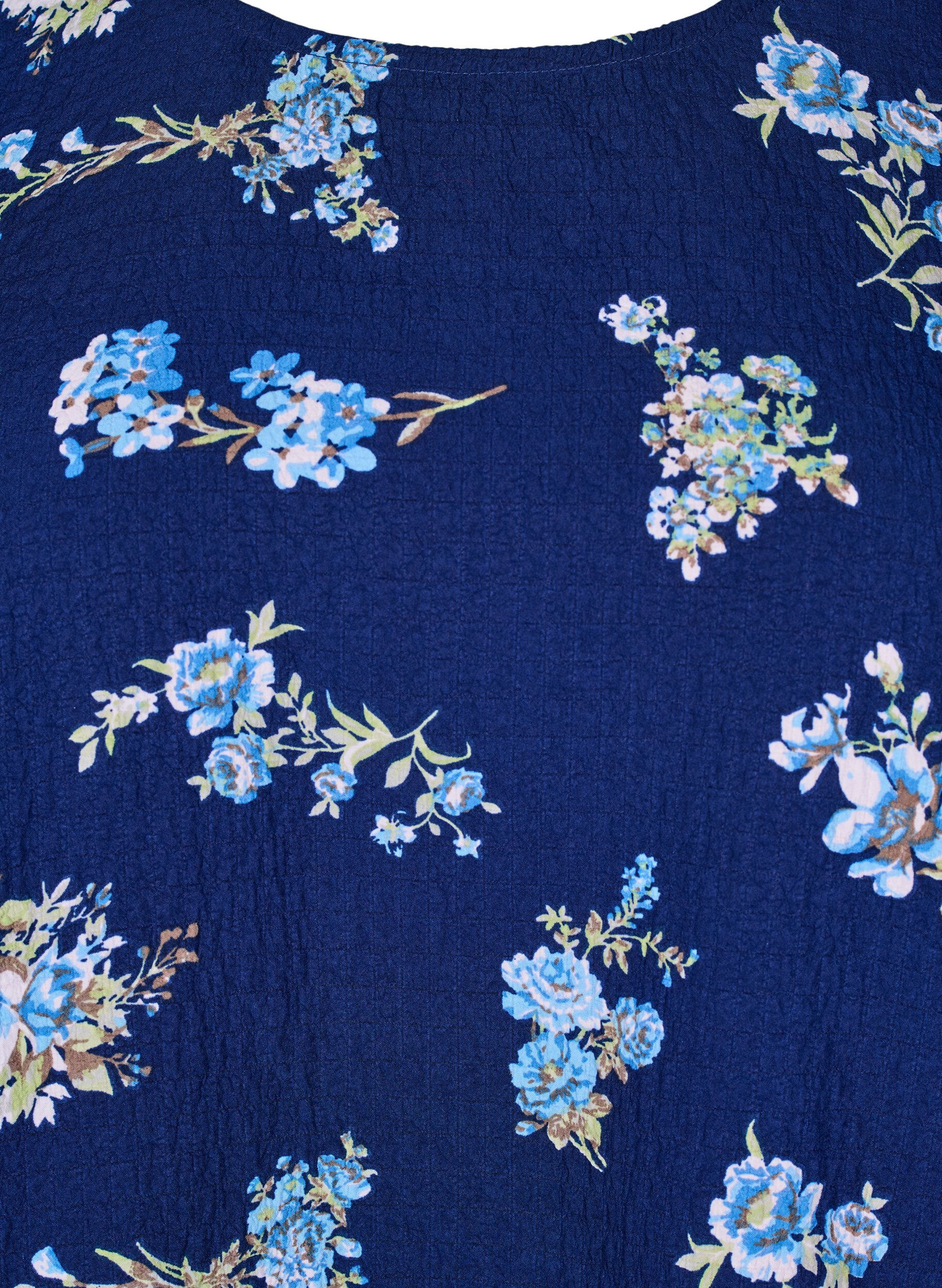 ZizziFLASH - Blouse met lange mouwen en kleine bloemen, Blue Flower, Packshot image number 2