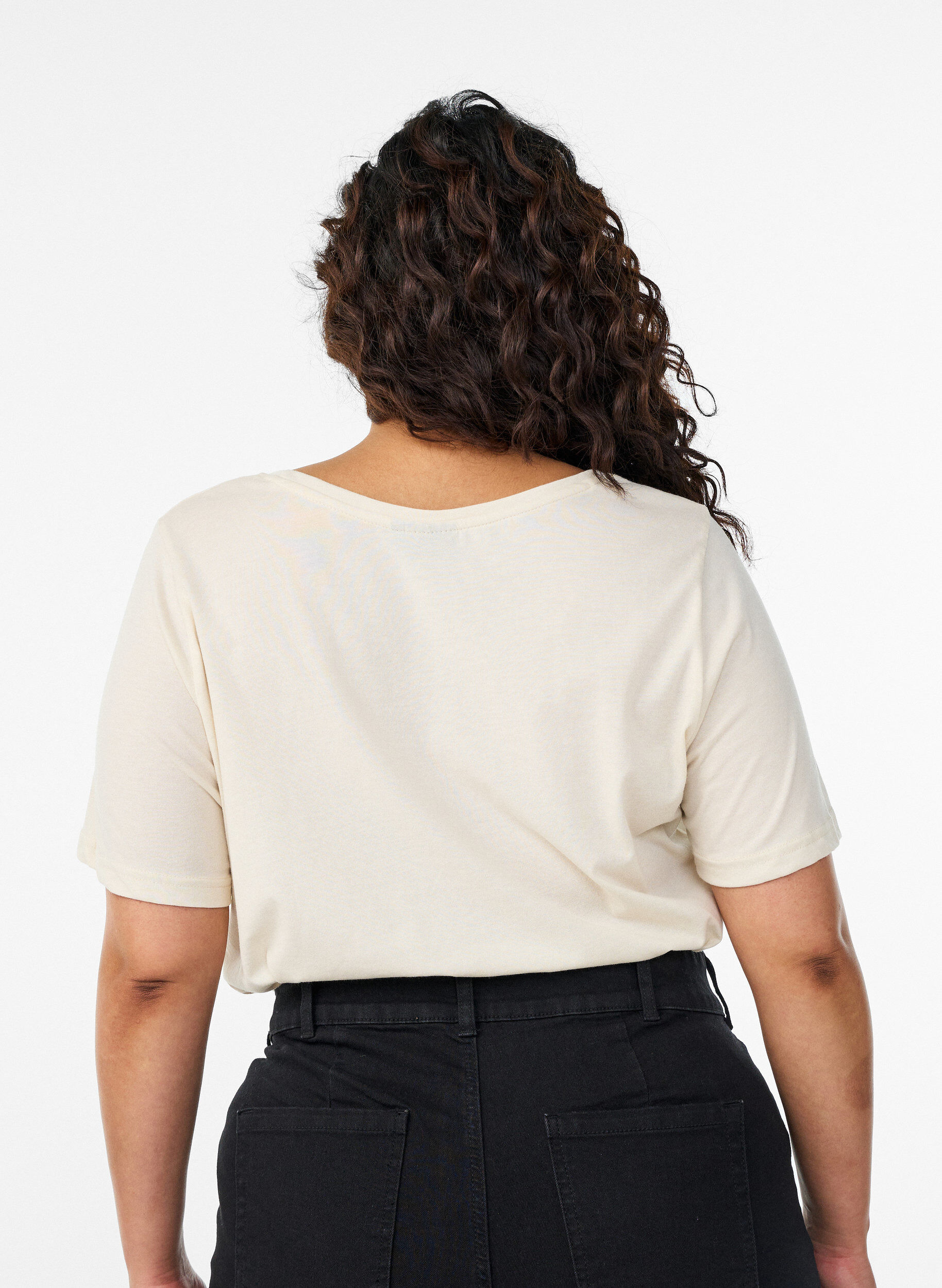 Zizzi FLASH - T-shirt imprim&eacute;, Vanille, Model image number 2