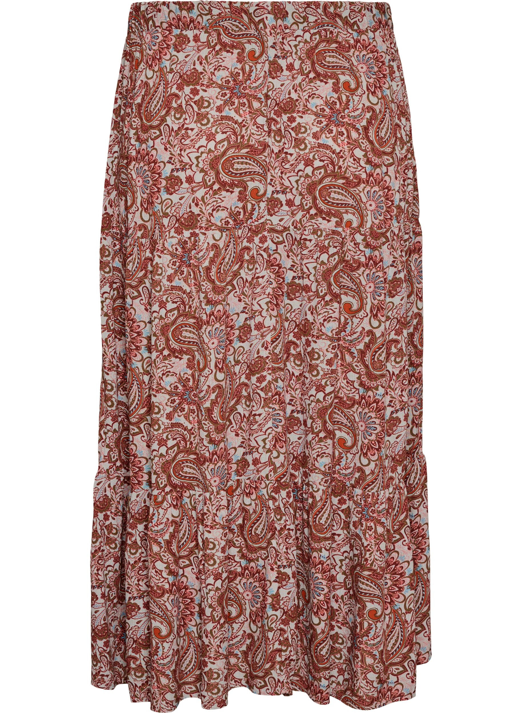 ZizziLange rok met elastiek in de taille, Rood, Packshot image number 1