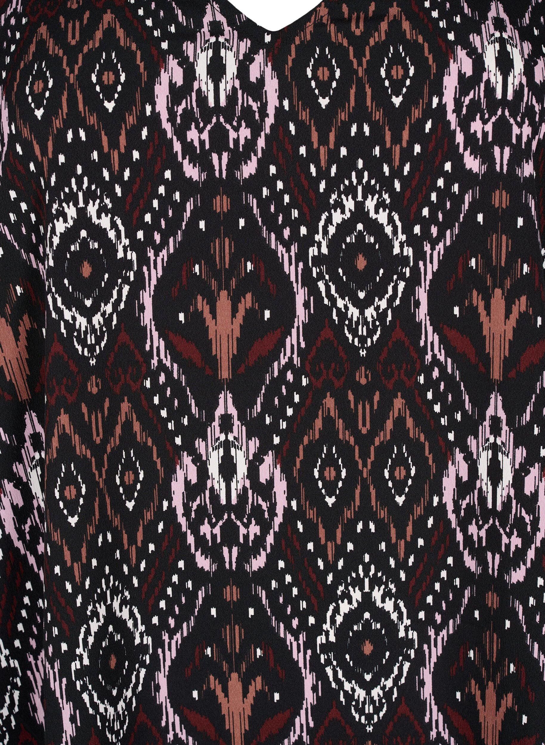 ZizziFLASH - Jurk met V-hals en print, Black Rose Ethnic, Packshot image number 2
