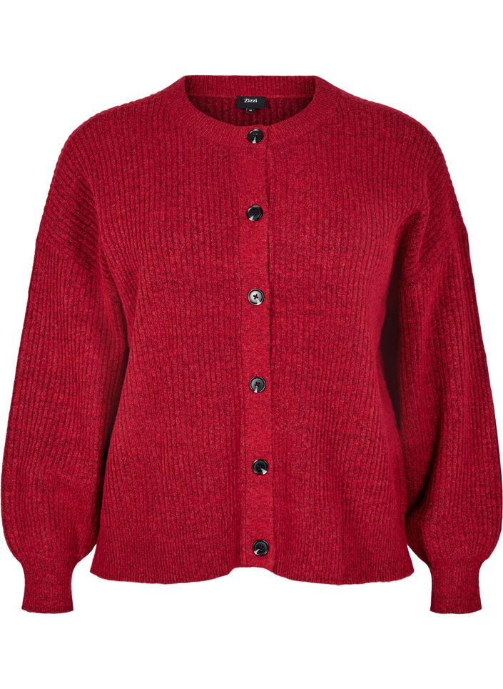 Vest van ribtricot met knopen, Rood, Packshot image number 0