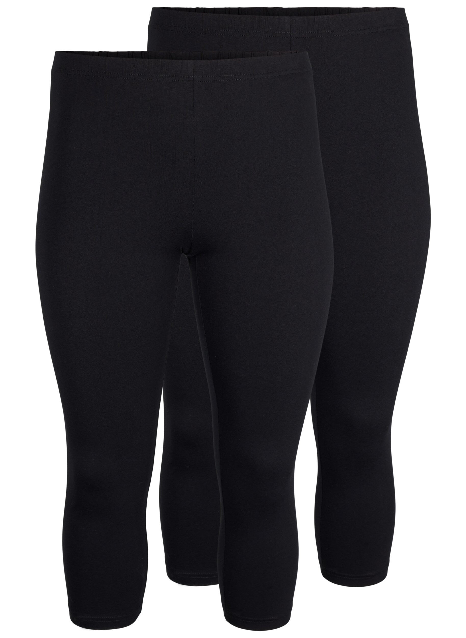 Zizzi FLASH - 2-pack leggings 3/4 en coton, Noir, Packshot image number 0