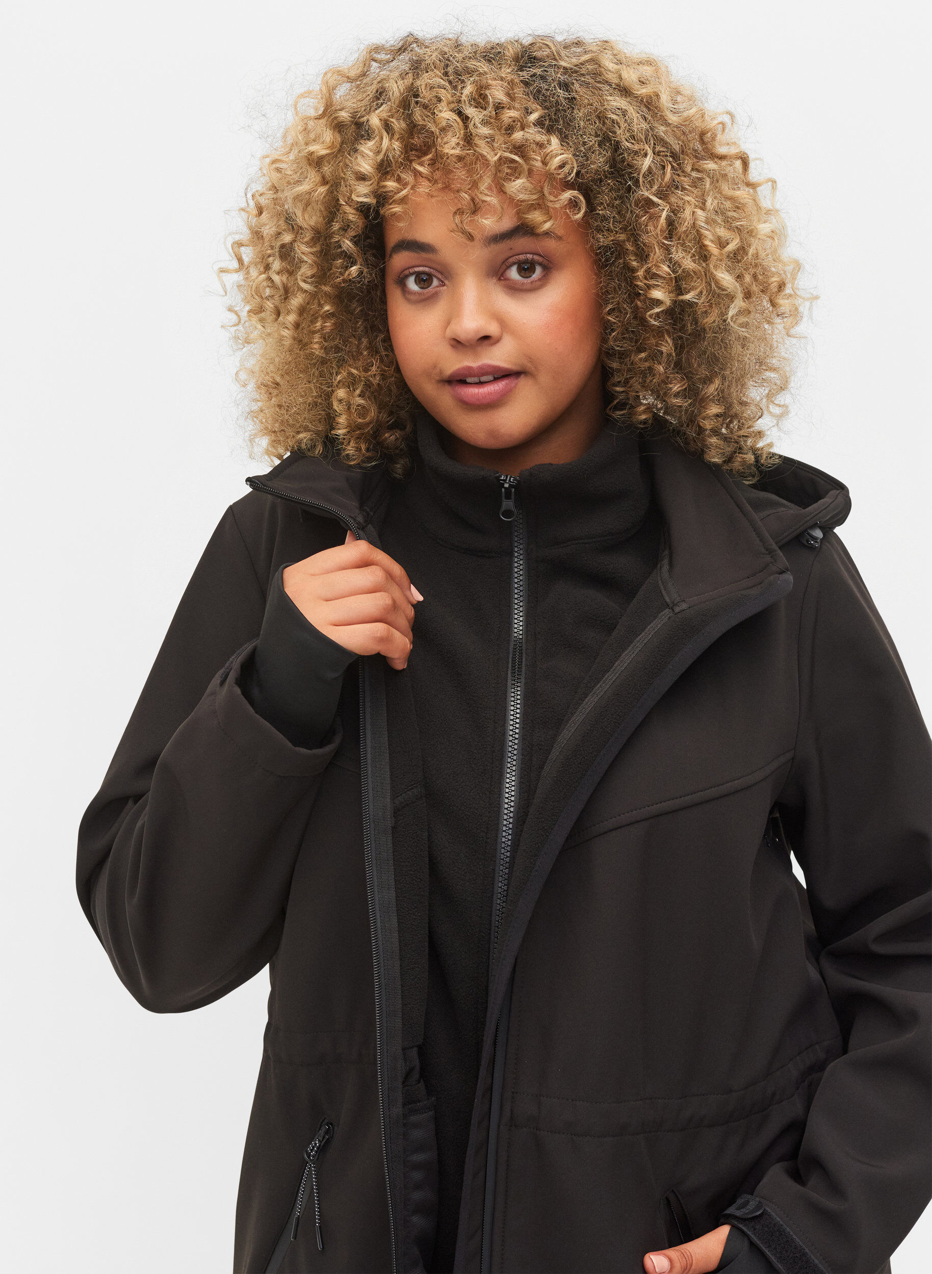 Zizzi Veste softshell polaire, Black Solid, Model image number 2