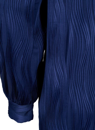 Jurk met lange mouwen  met een structuurpatroon, Maritime Blue, Packshot image number 3