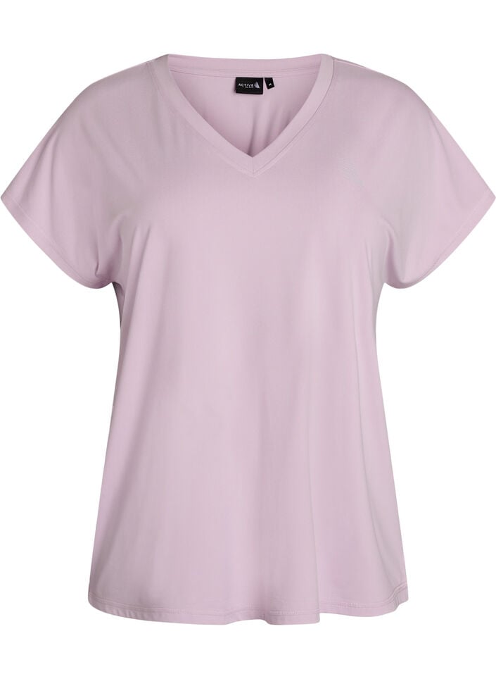 T-shirt d&rsquo;entra&icirc;nement ample avec col en V, Mauve, Packshot image number 0