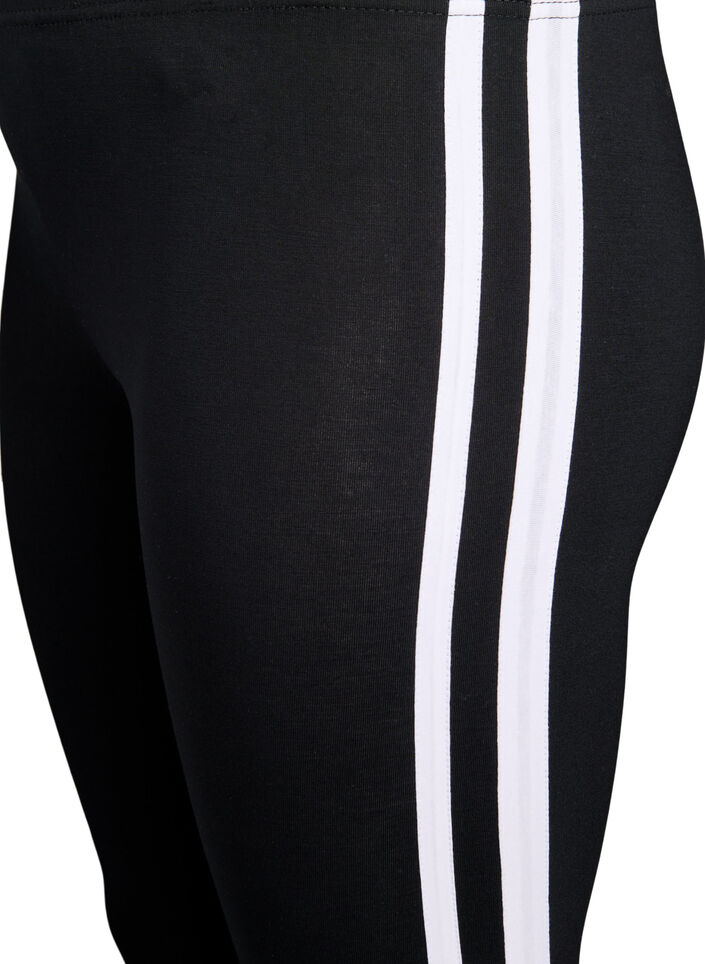 Leggings en viscose avec rayures latérales, Black W. Stripe, Packshot image number 2
