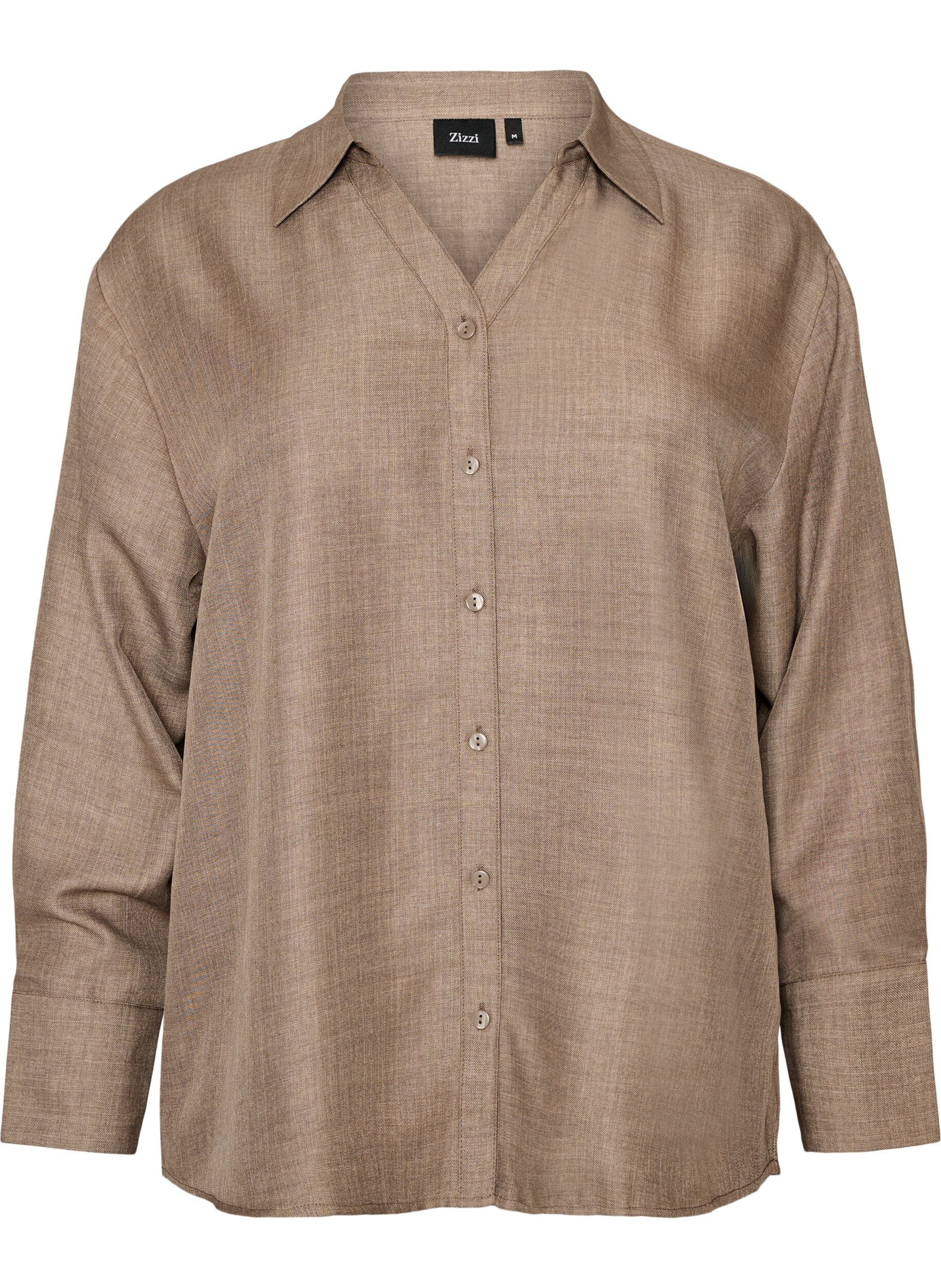 ZizziChemise ample avec col en V, Marron, Packshot image number 0