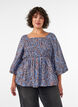 Blouse met smock en vierkante halslijn, Blauw, Model image number 0
