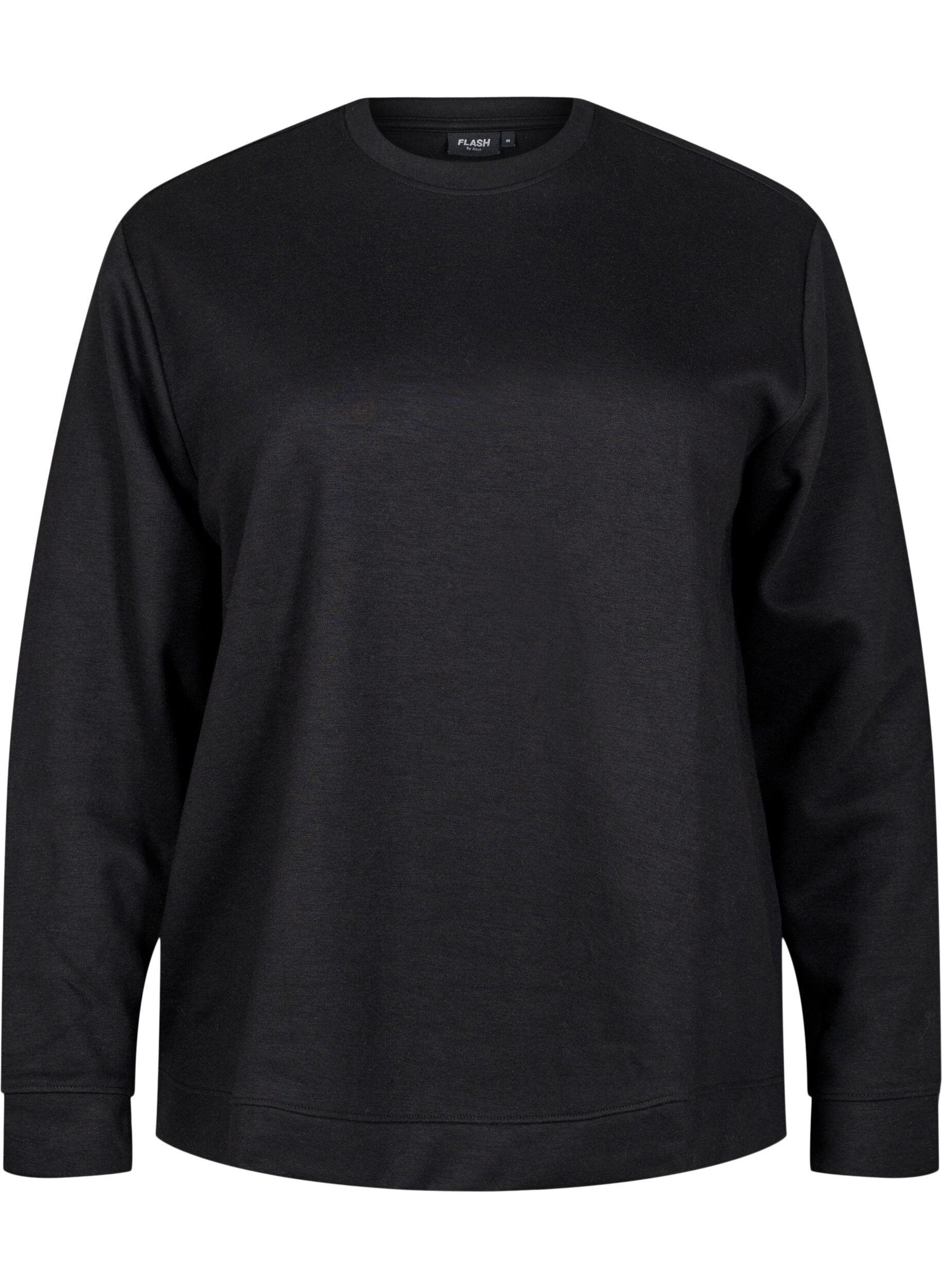 ZizziFLASH - Sweatshirt met ronde hals, Zwart, Packshot image number 0