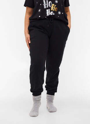 Pantalon de jogging ample avec poches, Black, Model image number 3