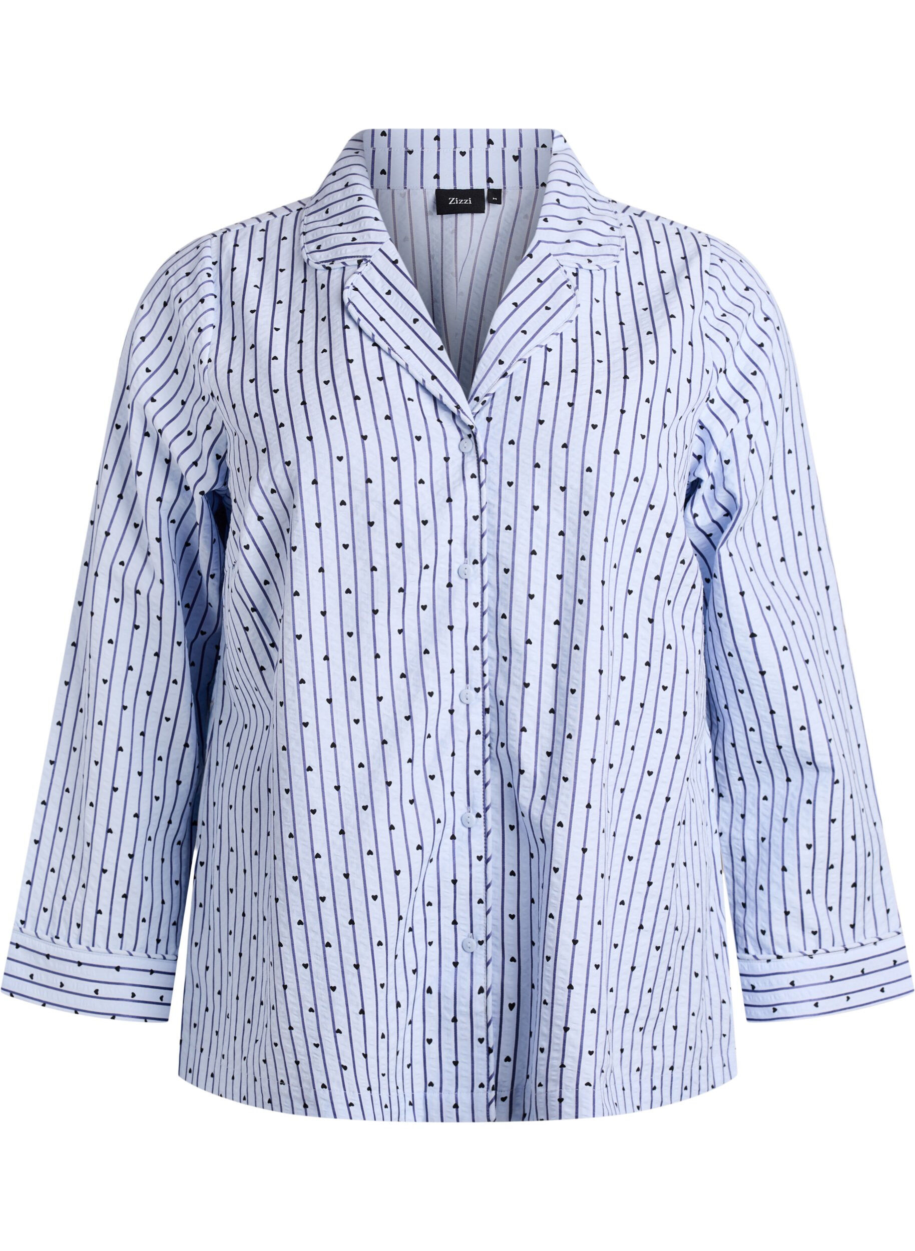Zizzi Chemise de pyjama en seersucker &agrave; manches longues, Bleu Clair, Packshot image number 0