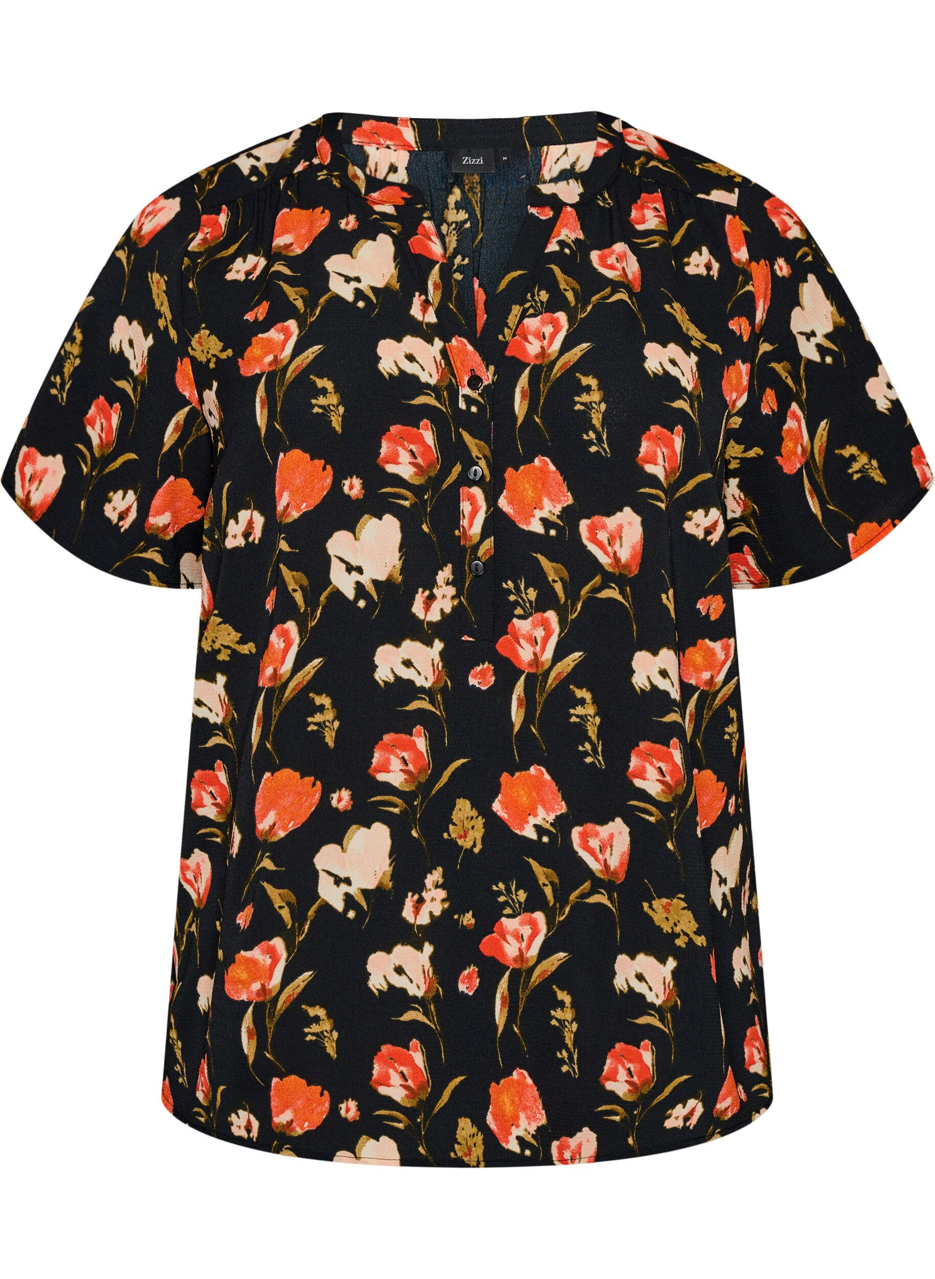 Zizzi Blouse &agrave; manches courtes et encolure en V, Noir, Packshot image number 0