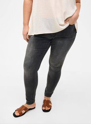 Viona jeans met normale taille, Dark Grey Denim, Model image number 2