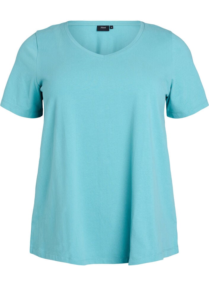 Basic effen katoenen t-shirt, Blauw, Packshot image number 0