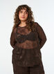 Mesh blouse met bloemen en pailletten, Bruin, Model image number 0