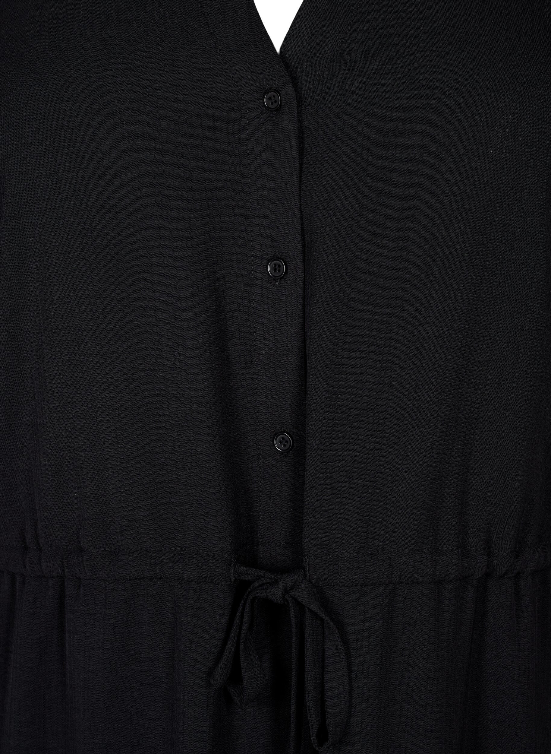Zizzi Robe &agrave; manches courtes avec ceinture &agrave; nouer, Black, Packshot image number 2