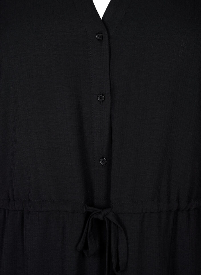 Robe à manches courtes avec ceinture à nouer, Black, Packshot image number 2