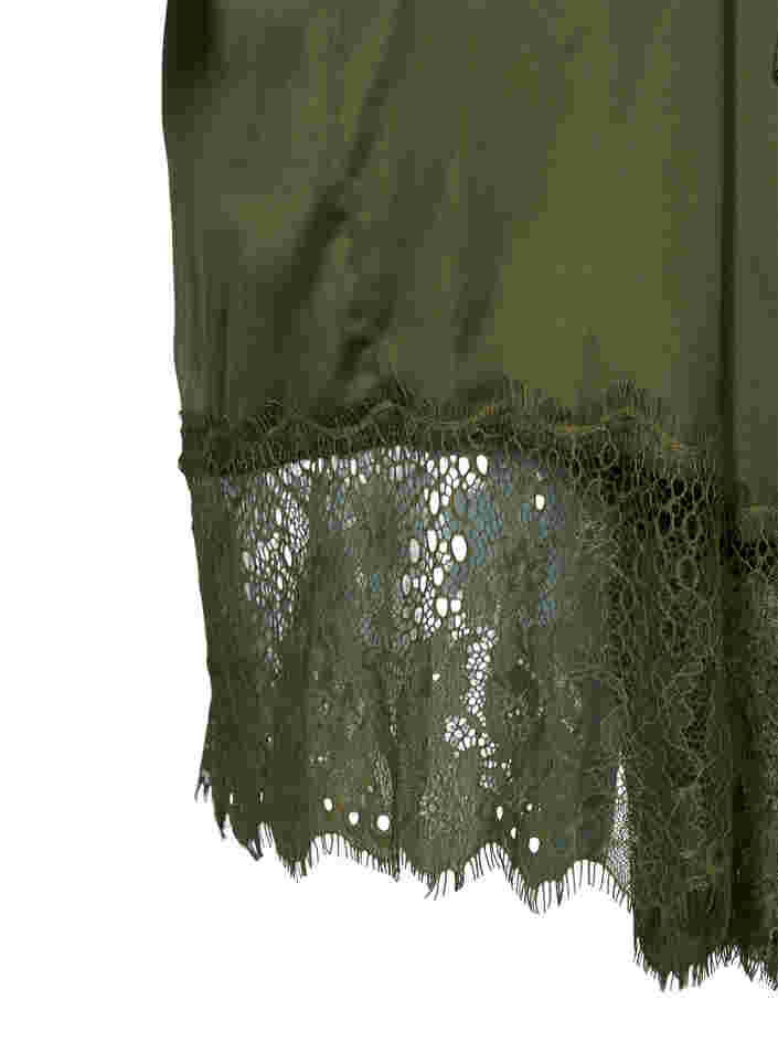 Robe de chambre avec détails en dentelle et ceinture à nouer, Military Olive ASS, Packshot image number 3