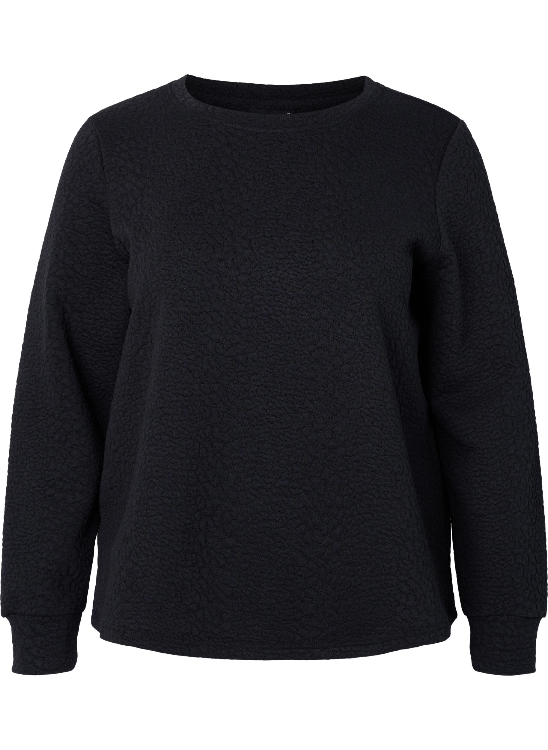 Zizzi Blouse unie textur&eacute;e, Black, Packshot image number 0
