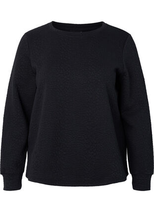 Effen blouse met textuur, Black, Packshot image number 0