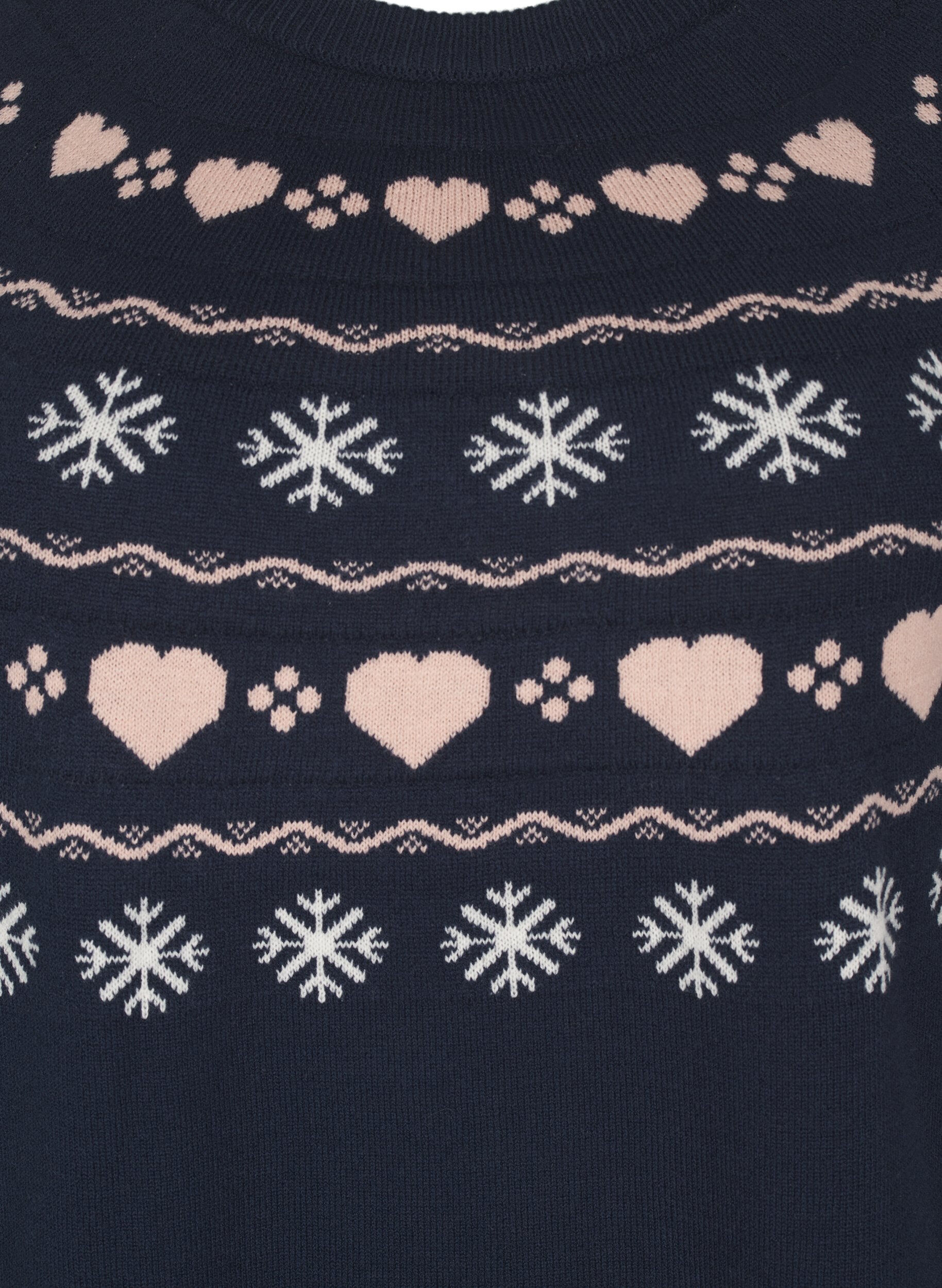 ZizziLangarmige gebreide top met kerstmotief, Navy Blazer Comb, Packshot image number 2