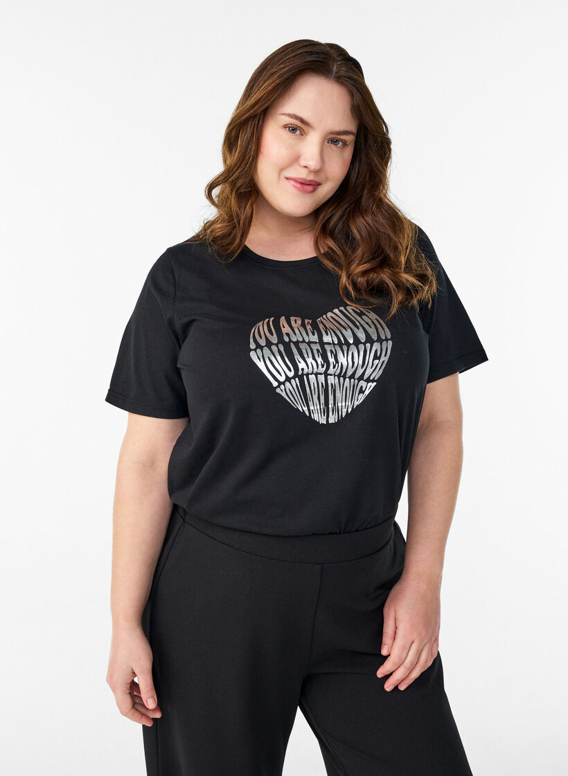 T-shirt imprim&eacute;, Noir, Model image number 0