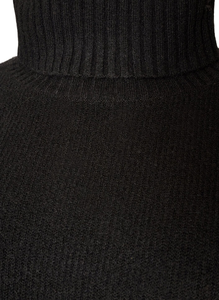 Pull en maille l&acirc;che avec col roul&eacute;, Noir, Packshot image number 2