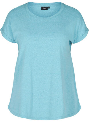T-shirt chiné en coton, River Blue Melange, Packshot image number 0