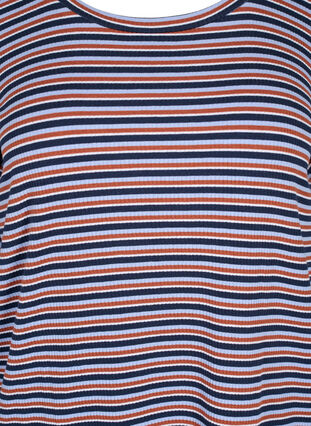 Gestreepte blouse met lange mouwen, Mahogany/Navy Stripe, Packshot image number 2