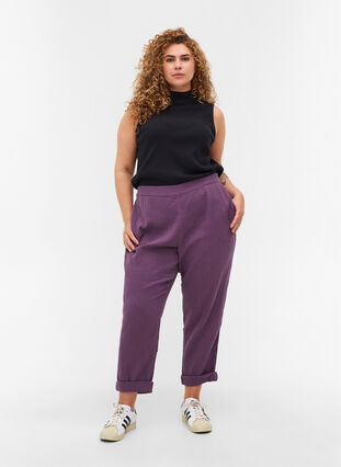Pantalon en coton avec poches, Vintage Violet, Model image number 0