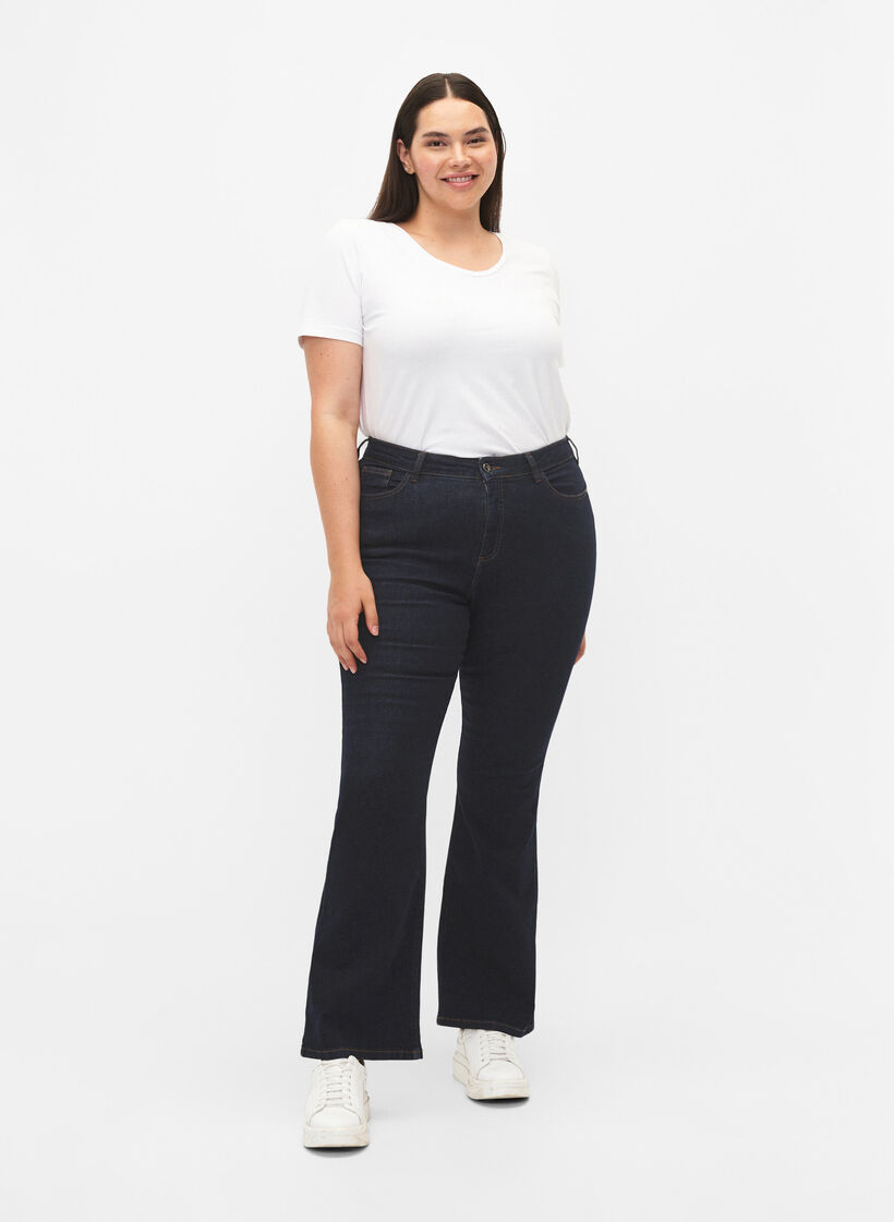 Ellen bootcut jeans met hoge taille, Blauw, Model image number 0